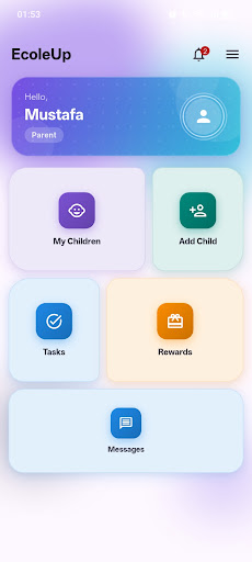 EcoleUp mobile application home screen